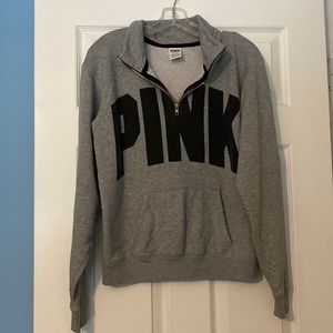 PINK Grey Half Zip